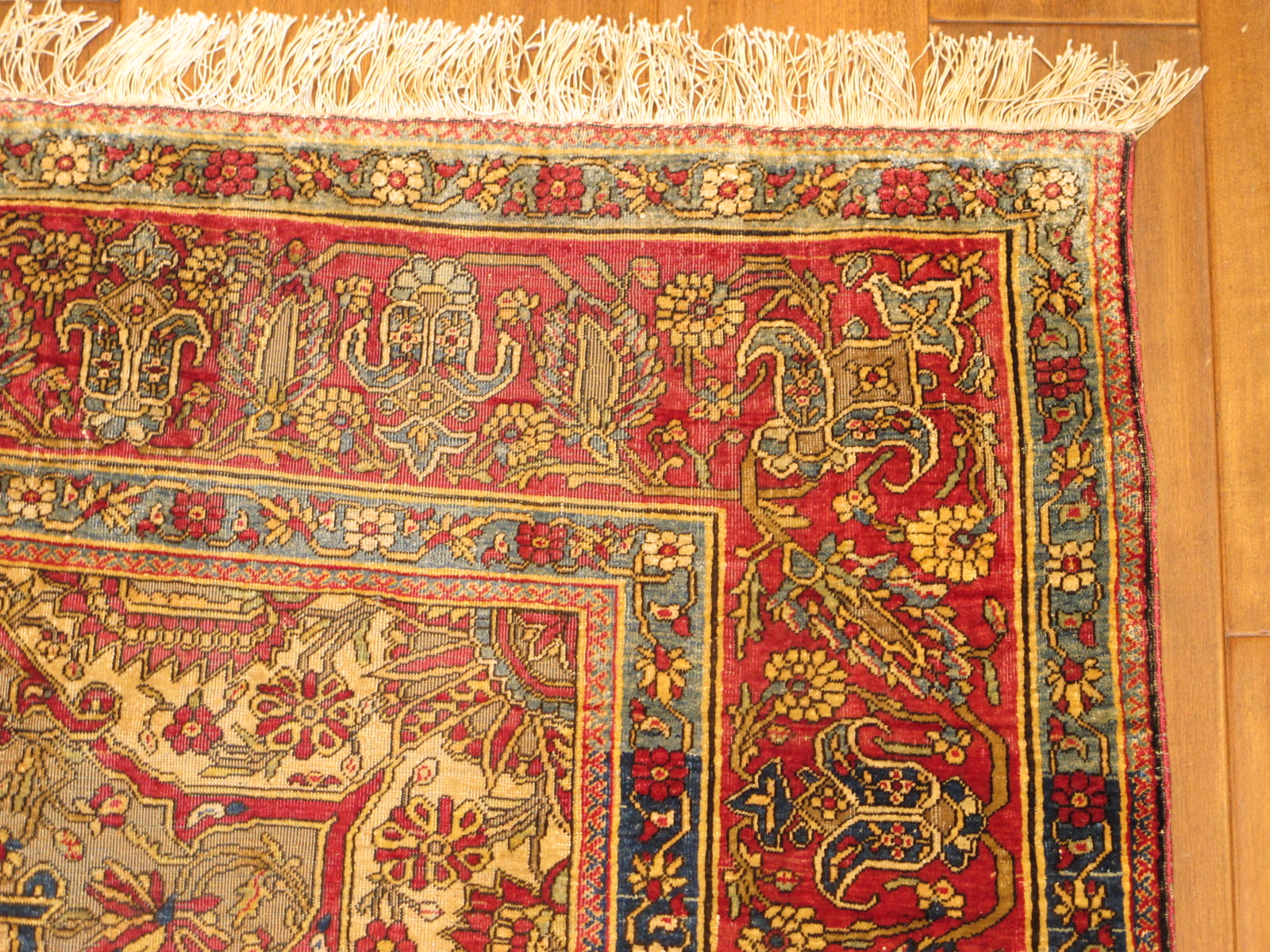 23206 antique persian kashan mohtasham silk rug 4,4 x 7,4 (2)