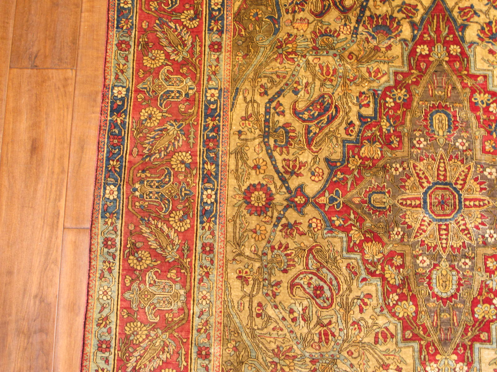 23206 antique persian kashan mohtasham silk rug 4,4 x 7,4 (3)