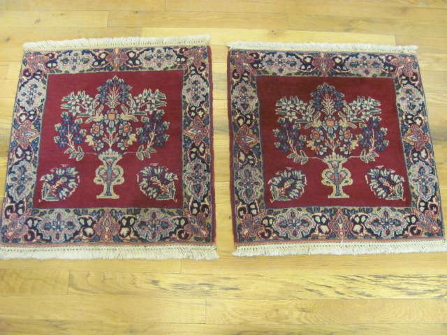 24906 persian kirman mats (pair) silk 1,8 x 1,10