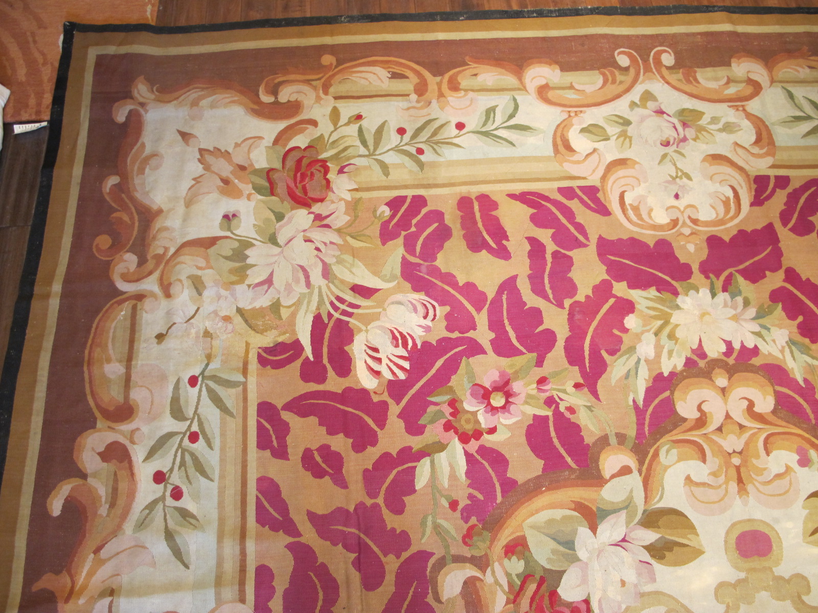 23661 Antique French Aubusson carpet 13,8 x 16 (2)