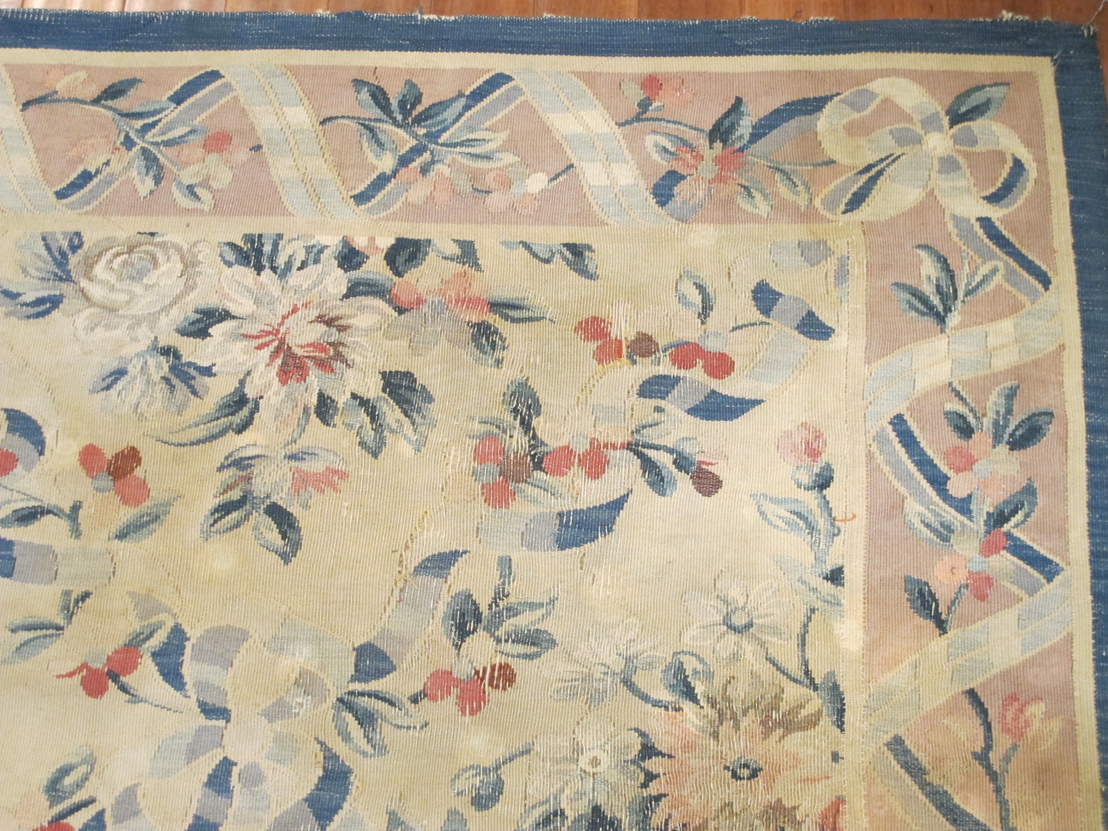 23662 antique French Aubusson carpet 10x10 (2)