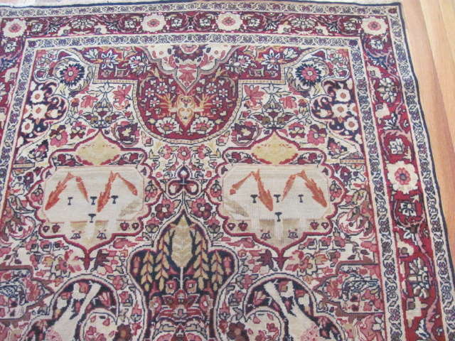 25048 Antique Persian Kirman Lavar rug 4 x 7-1
