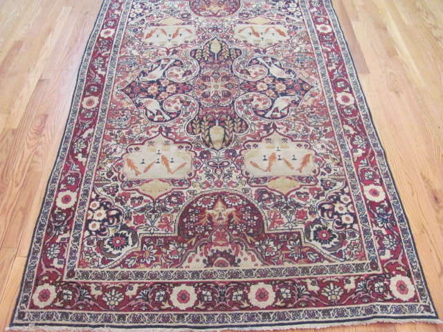 25048 Antique Persian Kirman Lavar rug 4 x 7