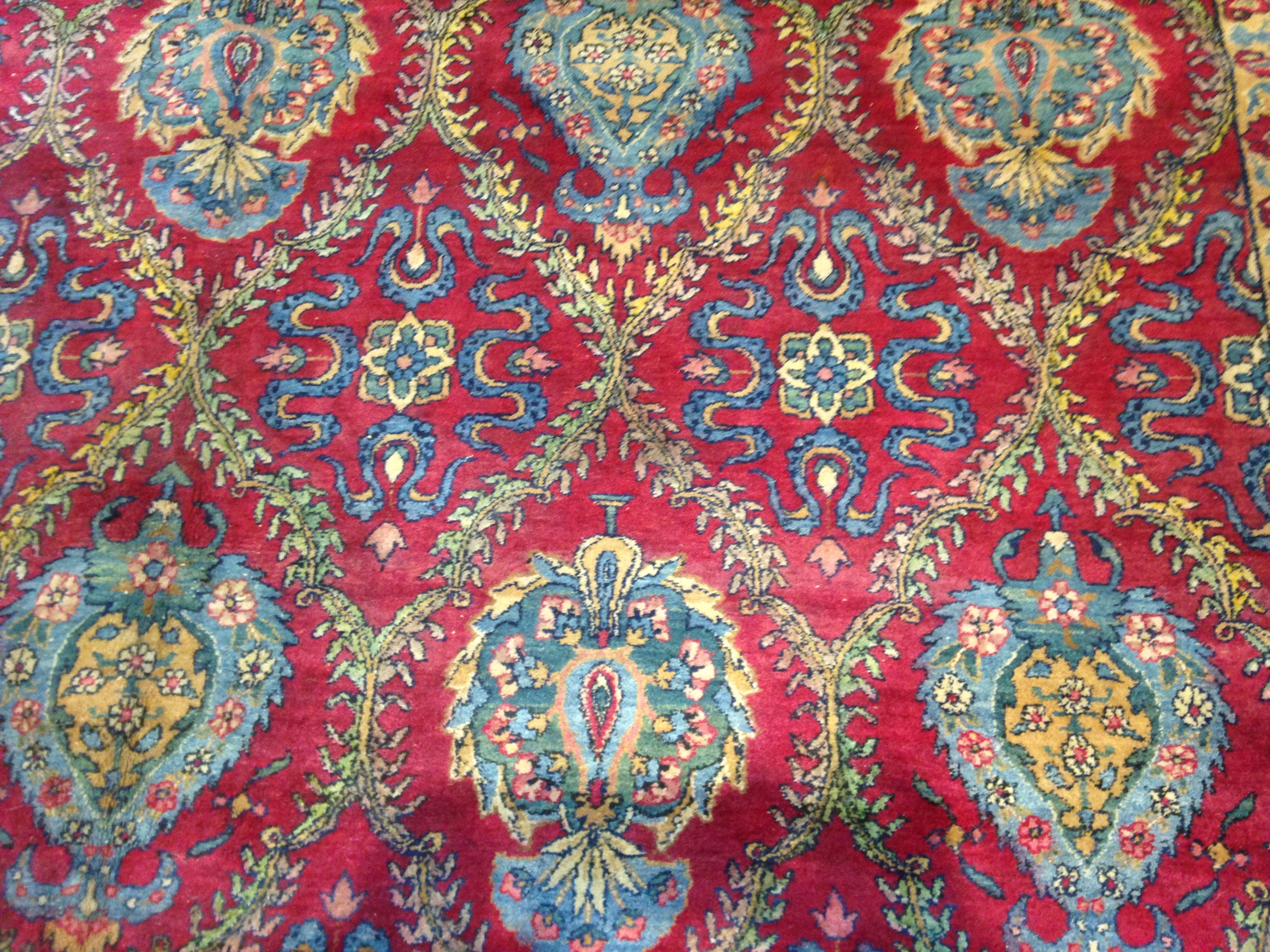 24865 antique persian kirman carpet 9,7x23,8-5