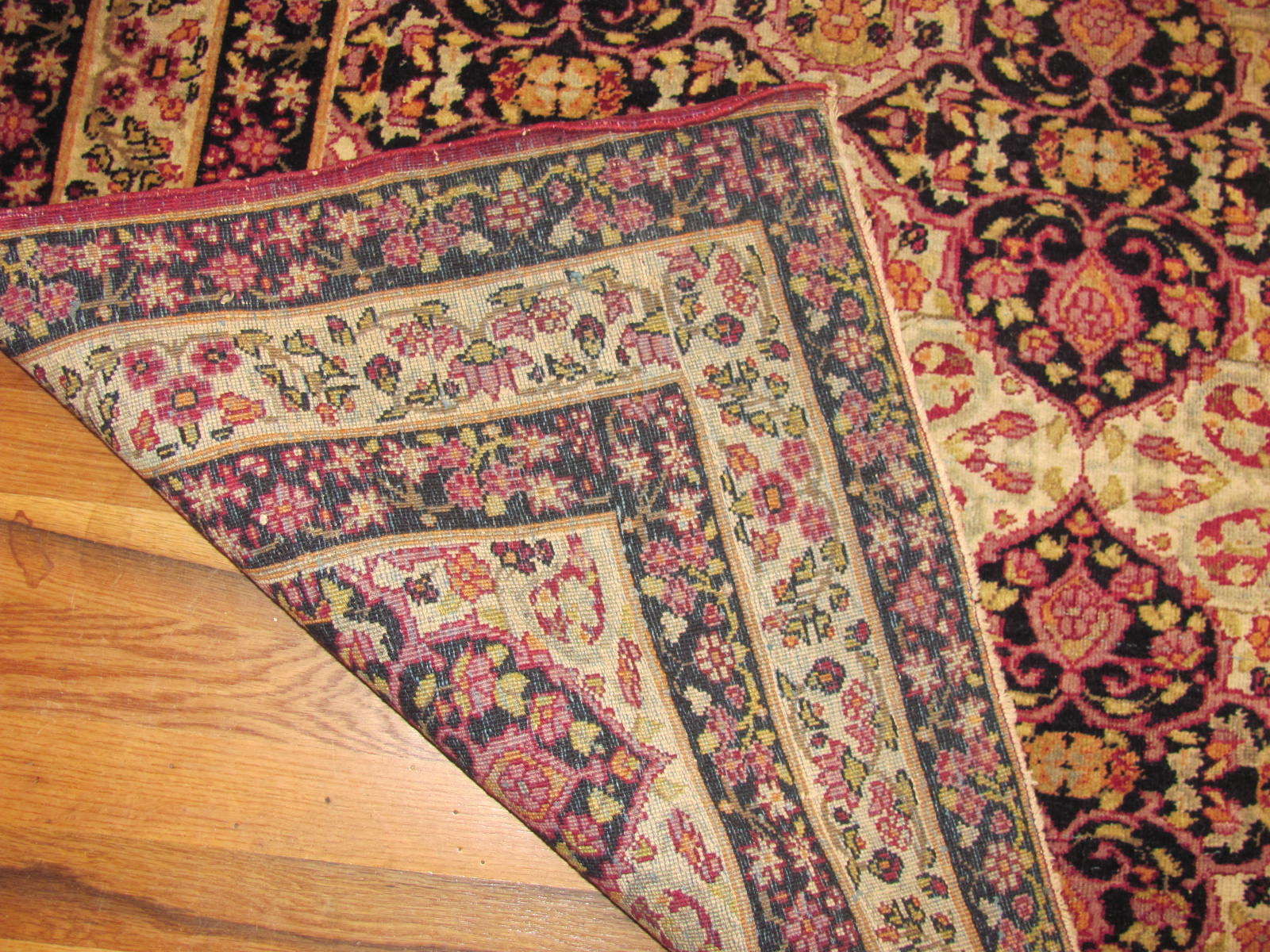 24112 Antique Persian Kirman Lavar rug 4 x 5,10-2